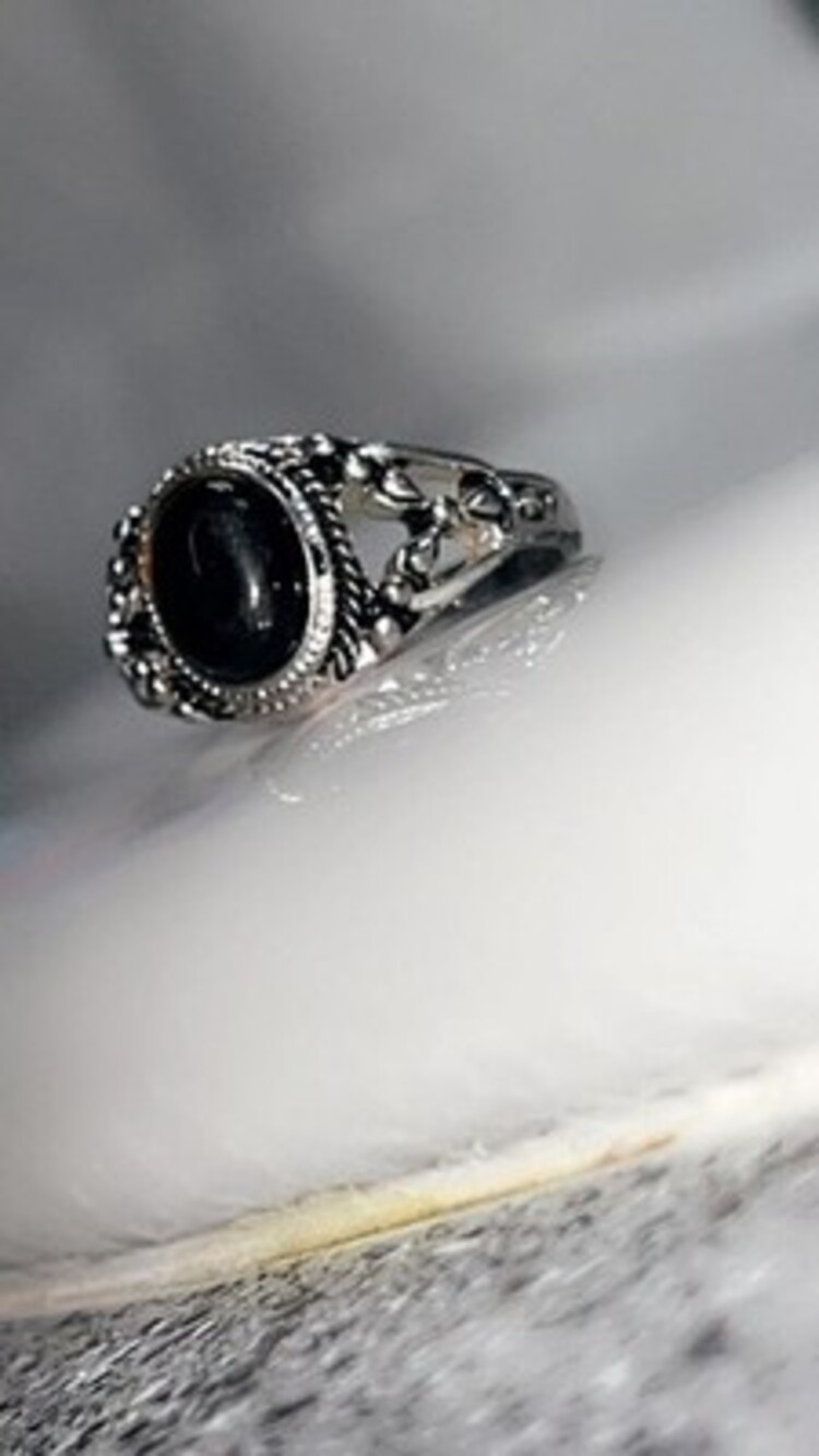 Vintage Silver Ring with Black Onyx Stone